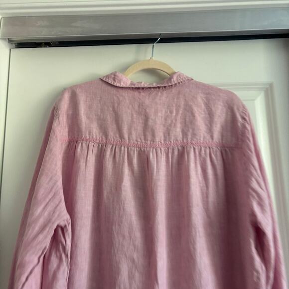 Poetry Women’s 100% Linen Light Pink Pullover Long Sleeve Top Beachy Sz 16 - Picture 11 of 15